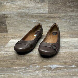 Clarks Concert Band Wedge Metallic Brown Leather Shoe Women's Size 8.5